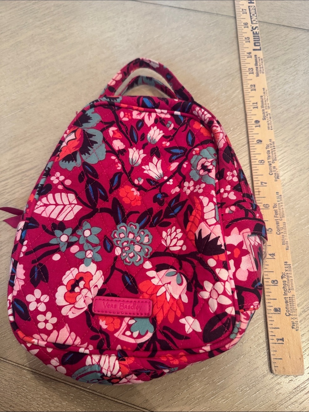 Small Vera Bradley Raspberry Floral Lunch Bag